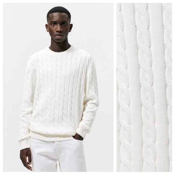 Zara Other - NWT. Zara White Structured Cable Knit Sweater. Size M.
